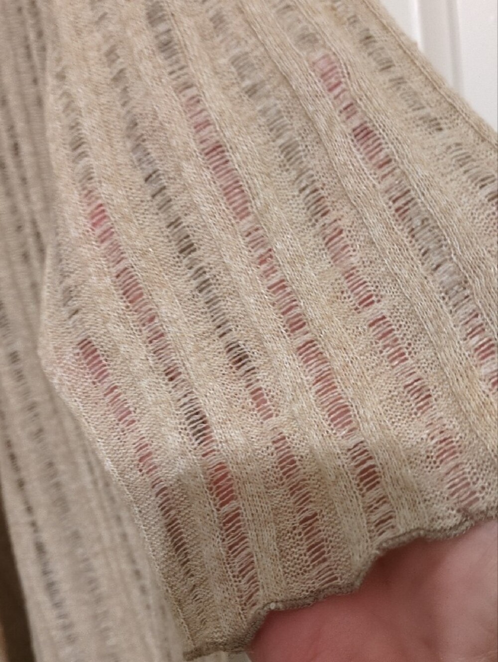 TanJay Open-Front Ribbed Cardigan - Beige - Picture 3 of 7